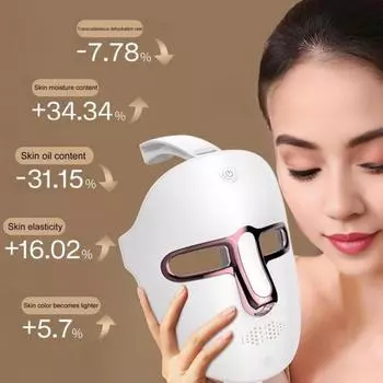 Светодиодная маска для лица, светотерапия, косметический инструмент, 7 цветов, профессиональные многофункциональные многоразовые антивозрастные устройства для лица с твердой кожей для домашнего использования белый