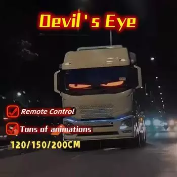 Светодиодная матрица Pixel Panel Matrix Truck devil Eye, граффити, прокручиваемая текстовая панель, лобовое стекло, гибкий дисплей, аксессуар для автомобиля и грузовика хань синий
