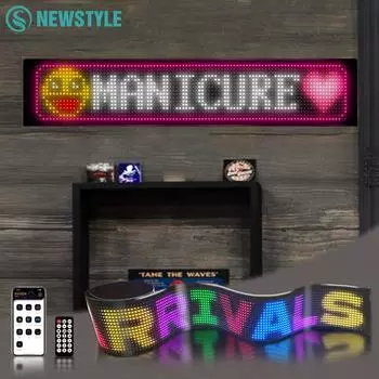 Светодиодная матрица RGB Гибкая панель Пиксельный дисплей для автомобильного знака Управление через смарт-приложение Прокручиваемый рекламный экран Программируемый шаблонный дисплей 16x32 USB