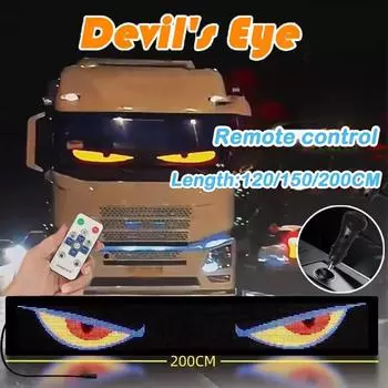 Светодиодная матричная панель Truck Devils Eyes с дистанционным управлением, светодиодный экран для лобового стекла автомобиля и грузовика хань синий