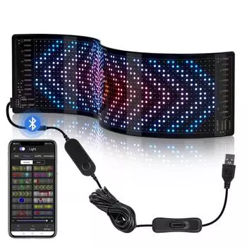 Светодиодная матричная пиксельная панель Bluetooth APP USB 5 В Гибкая адресуемая RGB-панель Граффити Прокрутка текста Анимационный дисплей Автомагазин 7*17cm