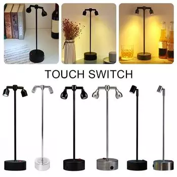 Светодиодная металлическая настольная лампа с двойной головкой в стиле ретро, настольный светильник для бара, уличные прожекторы с высоким полюсом, атмосферные украшения, маленькие ночники