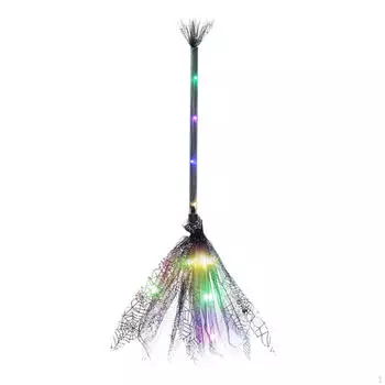 Светодиодная метла на Хэллоуин, украшение для метлы, декоративный аксессуар для костюма, реквизит для косплея Black