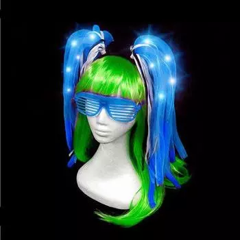 Светодиодная мигающая повязка на голову с лапшой для детей и взрослых, светящаяся трубка, головной убор, костюм на Хэллоуин синий