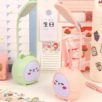 Светодиодная милая маленькая настольная лампа с изображением животных, регулируемый ночник, прикроватная лампа для спальни, лампа для чтения с защитой глаз, детская лампа для сна 1pc