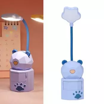 Светодиодная мультяшная настольная лампа для защиты глаз, ночник для чтения, настольная лампа с зарядкой от USB для спальни, общежития