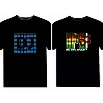 Светодиодная музыкальная голосовая активация, футболка для вечеринки, клуба, вспышка, одежда с короткими рукавами, блестящие топы для танцев XL