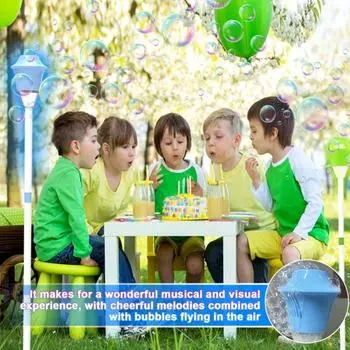 Светодиодная мыльная машина для детей с музыкальной функцией, мыльные пузыри с перезаряжаемыми батареями, игрушка для создания пузырей на открытом воздухе для вечеринок, дней рождения