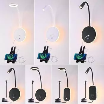 Светодиодная настенная лампа для чтения с выключателем, зарядкой через USB, регулируемым гибким шлангом, прикроватная лампа для спальни, кабинета, гостиной, светильника NO USB&Warm White (2700-3500K)