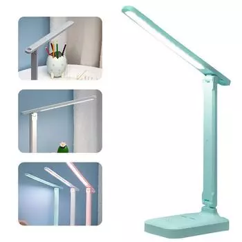 Светодиодная настольная лампа, 3 цвета, бесступенчатая регулировка яркости, сенсорная складная настольная лампа, прикроватная лампа для чтения, защита глаз, ночник, перезаряжаемый от USB B White