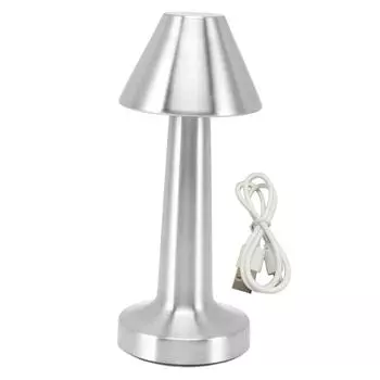 Светодиодная настольная лампа 3 Вт 3 цвета плавная регулировка яркости USB перезаряжаемый беспроводной светодиодный прикроватный светильник серебристый серебряный