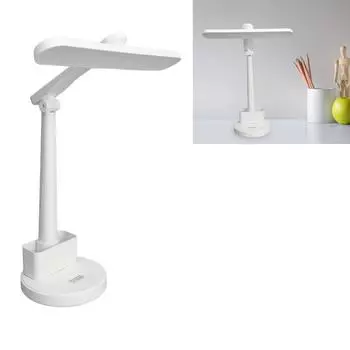 Светодиодная настольная лампа ABS, вращающаяся на 360 градусов, складная, USB, для защиты глаз, с регулируемой яркостью, с держателем для ручки для спальни, офиса, общежития, работы, учебы