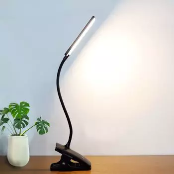 Светодиодная настольная лампа Clip Light, лампа для чтения Deaunbr, перезаряжаемая через USB, настольная подставка для книг, яркая беспроводная настольная лампа Clip Light, настольная лампа 3