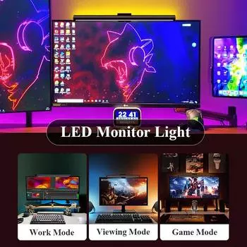 Светодиодная настольная лампа для компьютера, ПК, бесступенчатое затемнение, RGB, подвесной светильник для монитора, USB-светильник для чтения, защита глаз, подсветка, лампа на панели экрана 1 pcs 44cm 5W