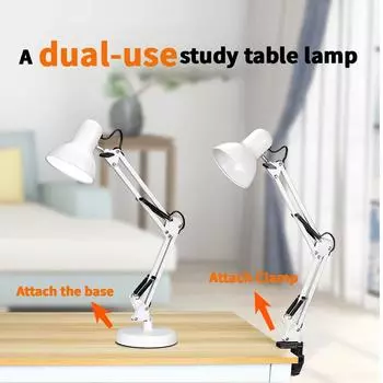 Светодиодная настольная лампа для ухода за глазами, американская складная настольная лампа для ухода за глазами, для чтения и учебы, с зажимом на длинной ножке, настольная лампа для ухода за глазами, двойная настольная лампа для ухода за глазами белый