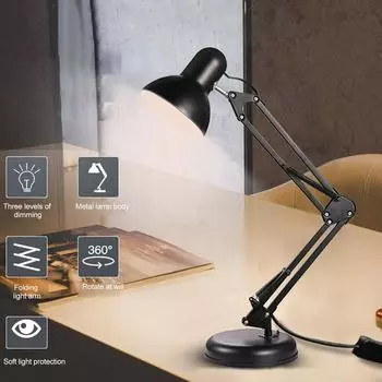 Светодиодная настольная лампа для защиты глаз с длинным рукавом, маникюра и ресниц, обучение чтению, ремонту, зажиму для татуировок, складная лампа белый