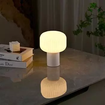 Светодиодная настольная лампа Mushroom Striped Touch Wireless Night Lighting Home Bar Спальня Прикроватная портативная светодиодная ночная лампа Atmosphere