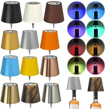 Светодиодная настольная лампа, перезаряжаемая RGB-лампа для бутылок, 2000 мАч, беспроводная лампа с регулируемой яркостью для спальни, ресторана и бара, рождественские подарки чёрный