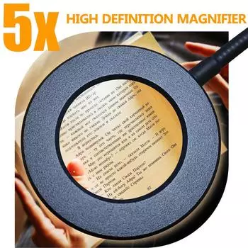 Светодиодная настольная лампа с 5-кратным увеличительным стеклом и зажимом, 3 цветовых режима, регулируемая яркость, питание от USB, гибкая настольная лампа для чтения на гибкой ножке