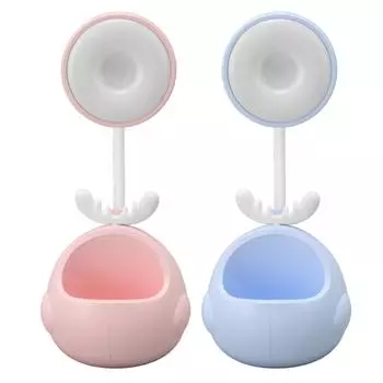 Светодиодная настольная лампа с гибким шлангом, складная настольная лампа с держателем для ручки, зарядка через USB, мультяшный ночник Blue