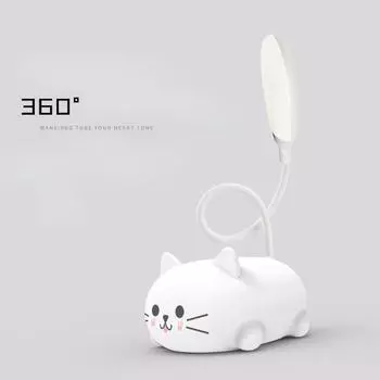 Светодиодная настольная лампа с изображением милого питомца, кошки, ночника, USB перезаряжаемая светодиодная настольная лампа, защита глаз белый