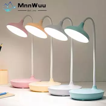 Светодиодная настольная лампа с питанием от USB, портативная лампа с сенсорным затемнением, 3 цвета, бесступенчатая регулировка яркости, защита глаз, прикроватная лампа для спальни жёлтый