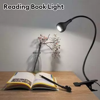 Светодиодная настольная лампа с питанием от USB, защита глаз, компьютерный настольный светильник, складывающийся на 360 градусов, регулируемый зажим, ночник, внутреннее освещение