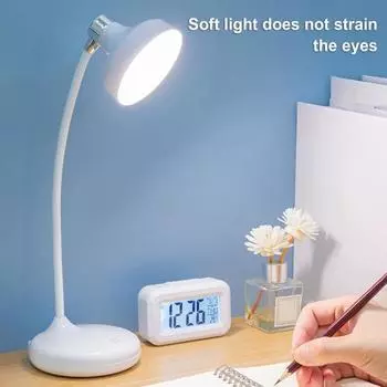 Светодиодная настольная лампа с регулируемой цветовой температурой, защитой глаз от мерцания, регулируемой яркостью, перезаряжаемая офисная настольная лампа с гибким силиконовым кронштейном