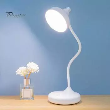 Светодиодная настольная лампа с регулируемой цветовой температурой, защитой глаз от мерцания, регулируемой яркостью, перезаряжаемая офисная настольная лампа с гибким силиконовым кронштейном белый