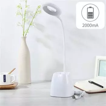 Светодиодная настольная лампа с регулируемой яркостью, сенсорный переключатель, держатель для ручки, регулируемая лампа для чтения, зарядка через USB