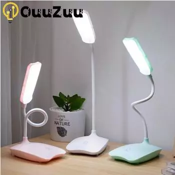 Светодиодная настольная лампа с регулируемой яркостью, сенсорная складная настольная лампа, прикроватная лампа для чтения, защита глаз, ночник, 5 В, с зарядкой через USB белый
