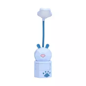 Светодиодная настольная лампа с рисунком, настольная лампа с зарядкой через USB, теплый белый свет, простая в эксплуатации, ночник для чтения в студенческом общежитии, синий