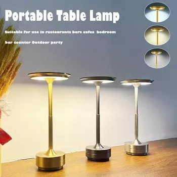Светодиодная настольная лампа с сенсорным датчиком, перезаряжаемая беспроводная настольная лампа, 3 цвета, ночник в индустриальном стиле, кофейный бар, винтажный декоративный светильник серебряный