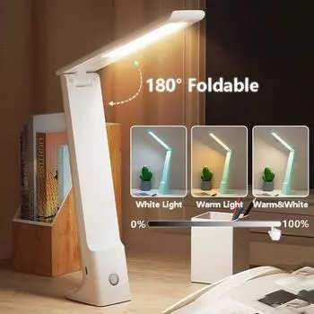 Светодиодная настольная лампа с сенсорным управлением и затемнением, складная лампа для чтения с защитой глаз, USB аккумуляторная настольная лампа синий