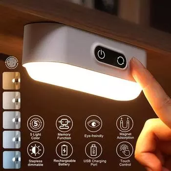 Светодиодная настольная лампа с сенсорным управлением, встроенная батарея 1200/2000 мАч, освещение, 5 цветов, регулируемое USB-перезаряжаемое освещение гардероба Plug-in Style
