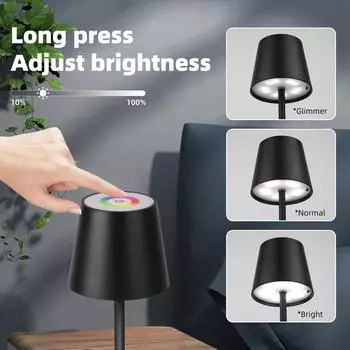 Светодиодная настольная лампа с затемнением RGB Atmosphere Ambient Lamps Спальня Ресторан Алюминиевые беспроводные светильники для кабинета USB-зарядка Настольные светильники чёрный