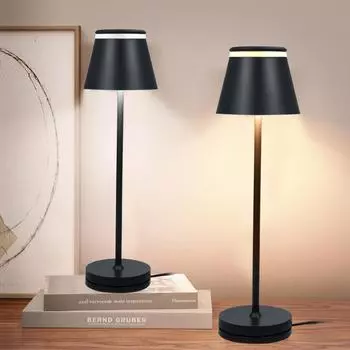 Светодиодная настольная лампа Современная настольная лампа с сенсорным управлением и регулируемой яркостью, прикроватная лампа с питанием от батареек серебряный