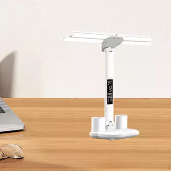 Светодиодная настольная лампа USB, регулируемая мастерская с временем, датой, температурой, затемняемым столом для видео