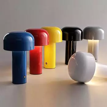 Светодиодная настольная лампа в форме гриба, перезаряжаемый ночник, портативная USB-зарядка, сенсорная прикроватная лампа, украшение для гостиной, настольный светильник красный