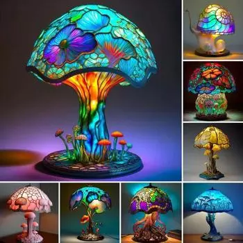 Светодиодная настольная лампа в виде гриба-растения с мягким свечением и без мерцания S