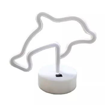 Светодиодная неоновая лампа Yousheng на батарейках, супер яркая, энергосберегающая, неоновая вывеска в форме дельфина, украшение для рабочего стола синий