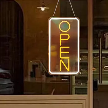 Светодиодная неоновая открытая вывеска с яркой подсветкой, украшение 16 x 9 дюймов с питанием от USB для кафе, ресторанов vertical