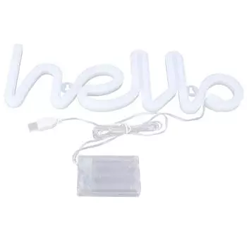 Светодиодная неоновая вывеска Hello Letters Neon Light Wall Decor для свадебной вечеринки USB/питание от батареек Pink