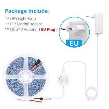 Светодиодная ночная лампа для лестницы с датчиком движения PIR, адресная бегущая лента с пикселями WS2811 для комнаты, лестницы, коридора, входная лампа, декор 5M белый