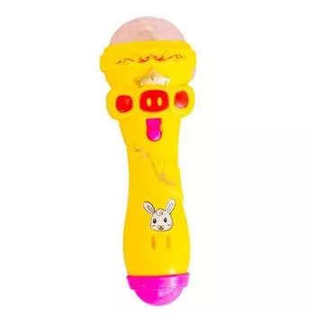 Светодиодная ночная мигающая проекция в форме фонарика, пластиковые детские игрушки, микрофон, мигающая панель, светящаяся игрушка, светодиодная лампочка