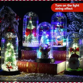 Светодиодная новогодняя елочная гирлянда со стеклянным куполом, искусственная новогодняя елочная игрушка, работающая от батареек, рождественский подарок для детей
