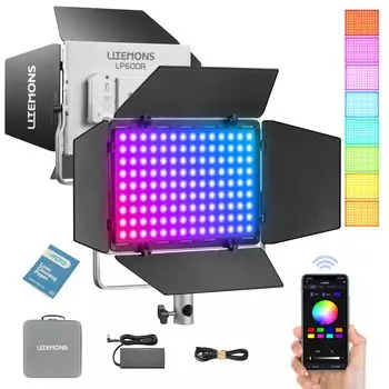 Светодиодная панель GODOX LITEMONS LP600R RGBW, видеосвет CCT, двойная цветовая температура, 60 Вт, свет для прямых трансляций с режимами HSI и GEL, 14 эффектов