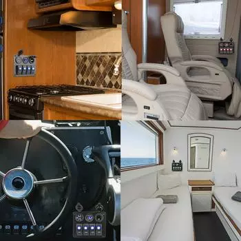 Светодиодная панель переключателей, 4-клавишная алюминиевая панель, цифровой вольтметр постоянного тока 12 В/24 В для автомобилей, автофургонов, кемперов, караванов, внутренних аксессуаров, двойной порт USB Blue