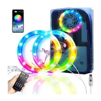 Светодиодная панель RGB, 8 цветов, 400 эффектов, синхронизация цветов под музыку, аксессуары для самостоятельного украшения, кольцевые световые полосы для PS5, приложение/ИК-пульт дистанционного управления Package:15*10*4cm разноцветный