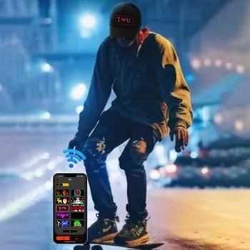 Светодиодная пиксельная крышка для экрана RGB Цветная светодиодная крышка для экрана Подключение к приложению Съемный экран USB-зарядка Дисплей Сообщение Кепка Регулируемая пряжка Кепка для вечеринки чёрный